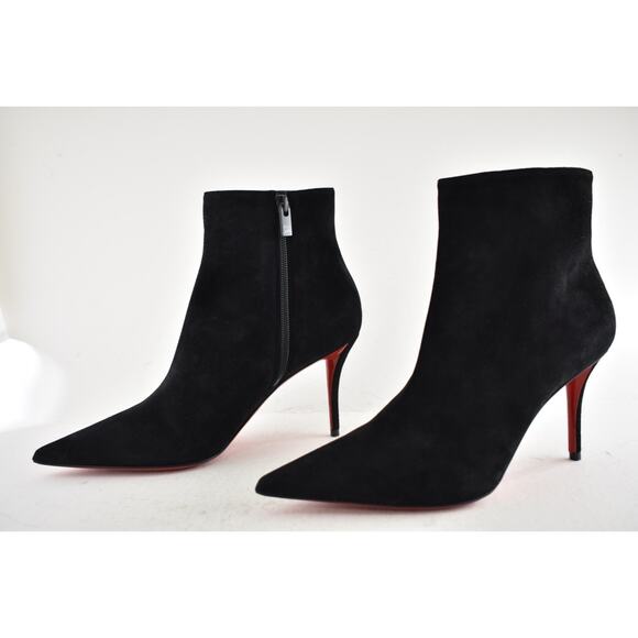 Christian Louboutin So Apostropha Booty 80 Black Suede Ankle Heel Bootie 36 - Picture 14 of 16